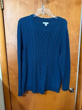 Croft & barrow Blue Cable Knit Crewneck Sweater size xl